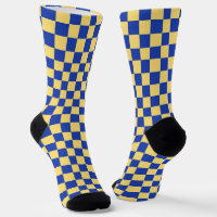 Butter yellow and blue checkered board pattern
