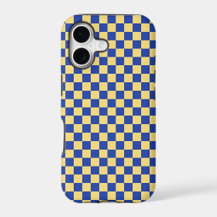 Butter yellow and blue chequered board pattern