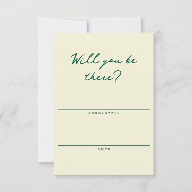 Butter Yellow and Green Simple RSVP Card (Front)