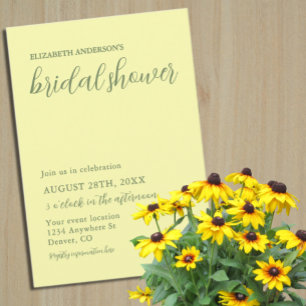 Butter Yellow and Sage Minimalist Bridal Shower Invitation