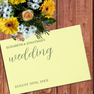 Butter Yellow and Sage Minimalist Wedding Guest Book