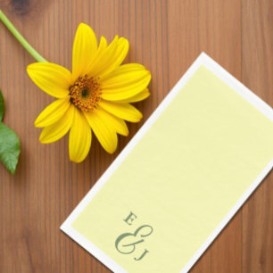 Butter Yellow and Sage Minimalist Wedding Napkin