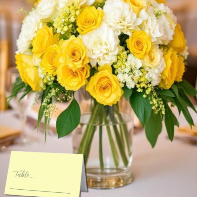 Butter Yellow and Sage Minimalist Wedding Place Card (Creator Uploaded)