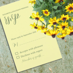 Butter Yellow and Sage Minimalist Wedding RSVP Card