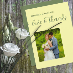 Butter Yellow and Sage Minimalist Wedding Thank You Card