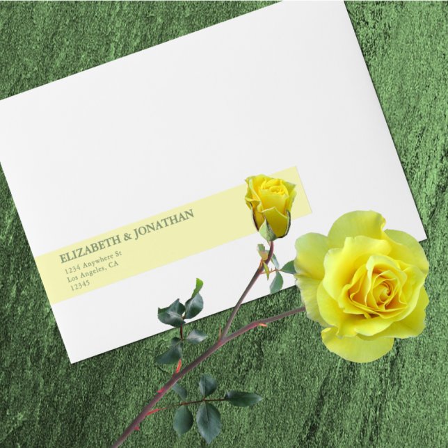 Butter Yellow and Sage Minimalist Wedding Wraparound Address Label (Creator Uploaded)