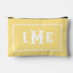 Butter Yellow and White Scalloped Monogram Accessory Pouch