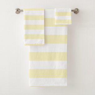 Butter Yellow and White Stripes Bath Towel Set