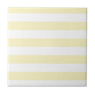 Butter Yellow and White Stripes Ceramic Tile