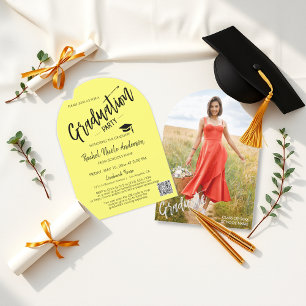 Butter Yellow Arch Photo Grad Invite