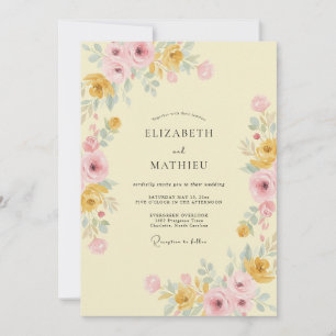 Butter Yellow Artistic Meadow Wedding Invitation