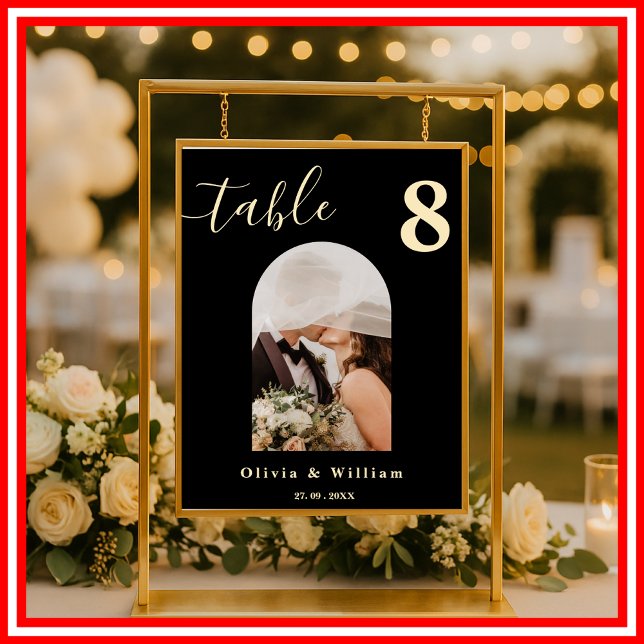 Butter Yellow Black Wedding PHOTO Table Number  Poster (Creator Uploaded)