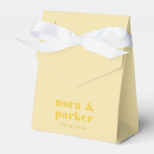 Butter Yellow Bold Typography Simple Wedding Favour Box (Front Side)