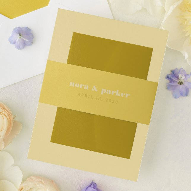 Butter Yellow Bold Typography Simple Wedding Invitation Belly Band (Butter Yellow Bold Typography Simple Wedding Invitation Belly Band)