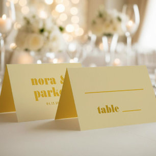 Butter Yellow Bold Typography Simple Wedding Place Card
