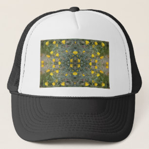 Butter Yellow California Poppy Pattern Trucker Hat