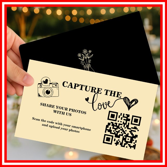 Butter Yellow Capture The Love QR Code Wedding Enclosure Card (Creator Uploaded)