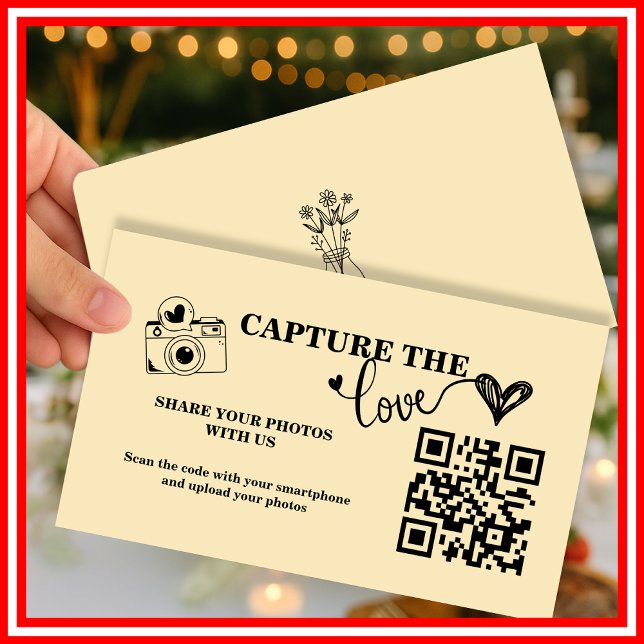 Butter Yellow Capture The Love QR Code Wedding Enclosure Card (Creator Uploaded)