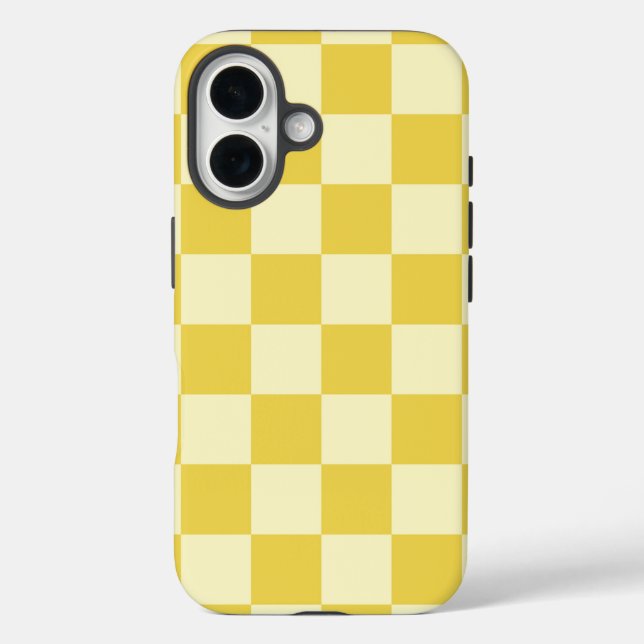 Butter Yellow Chequerboard Case-Mate iPhone Case (Back)