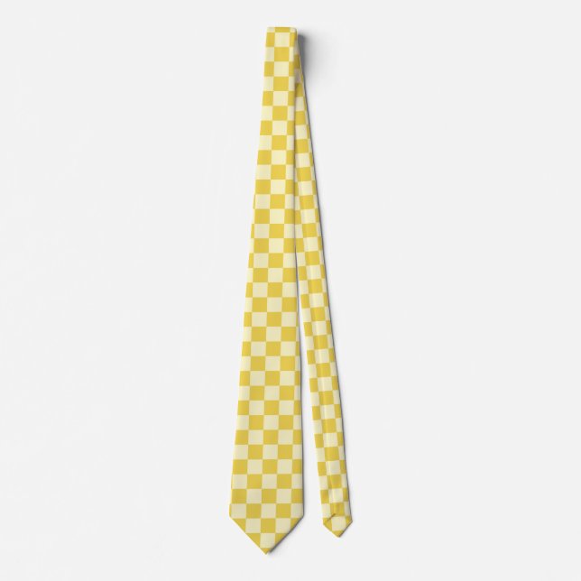 Butter Yellow Chequerboard Tie (Front)