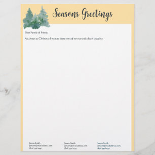 Butter Yellow Christmas Tree Letter & Photos Custom Letterhead