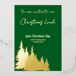Butter Yellow & Deep Green Pines Merry Christmas