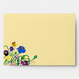 Butter Yellow & Deep Red Wild Poppy Envelope