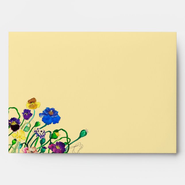 Butter Yellow & Deep Red Wild Poppy Envelope (Front)