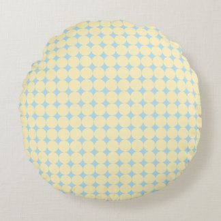 Butter Yellow Dot on Blue Throw Pillow - Round