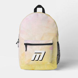Butter Yellow Dusty Pink Geometric Monogram Printed Backpack