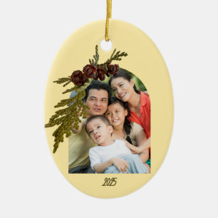 Butter Yellow Fern Photo  Ceramic Ornament