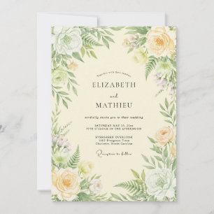 Butter Yellow Fern Wedding Invitation