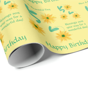 Butter Yellow Floral Art Birthday Gift Wrap