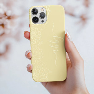 Butter Yellow Floral Script iPhone / iPad case