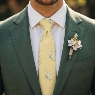 Butter Yellow Floral Wedding Mimosa & Citrus Tie