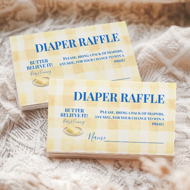Butter Yellow Gingham Boy Baby Shower Diaper Enclosure Card (Creator Uploaded)