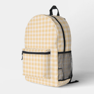 Butter Yellow Gingham Plaid Printed Backpack
