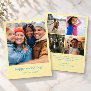 Butter Yellow Happy Everything Modern Family Photo Holiday Card