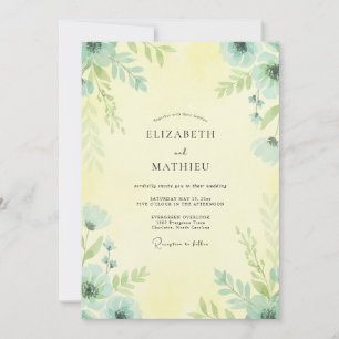 Butter Yellow Leafy Wedding Invitation
