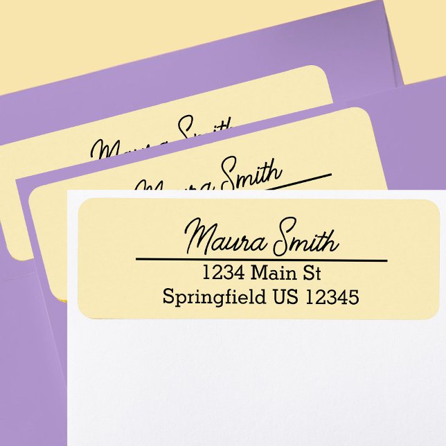 Butter yellow minimalist return address label (Creator Uploaded)