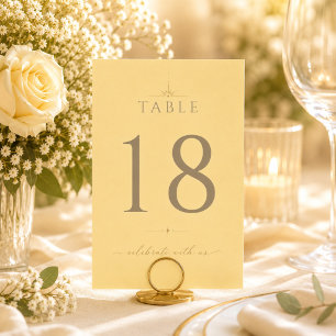 Butter Yellow Modern Chic Wedding Table Number