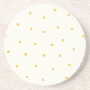 Butter Yellow Modern Farmhouse Polka Dot Pattern Coaster