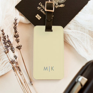 Butter Yellow   Modern Monogram Luggage Tag