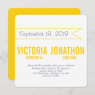 Butter Yellow Modern Typography Wedding Invitation