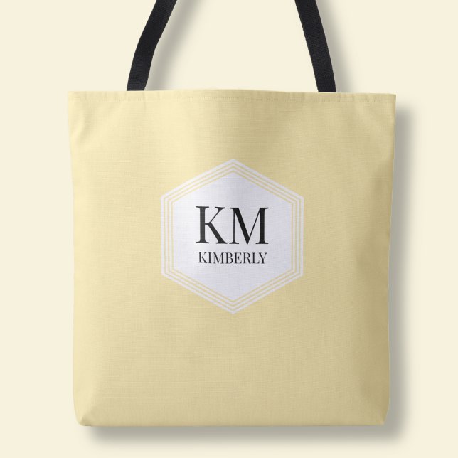 Butter Yellow Monogram Simple Modern Custom Tote Bag (Butter Yellow Monogram Simple Modern Custom Tote Bag)