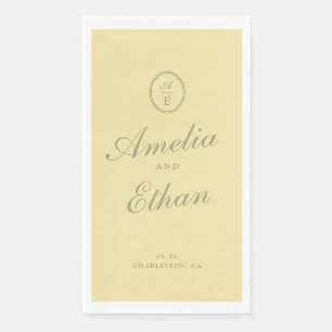 Butter Yellow Monogram Wedding Guest Towels Napkin
