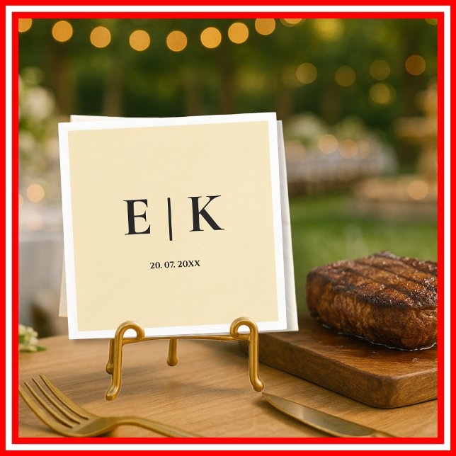 Butter Yellow Monogram Wedding Napkin (Creator Uploaded)