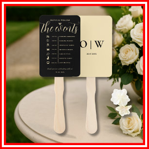 Butter Yellow Order of Events Wedding Program Hand Fan