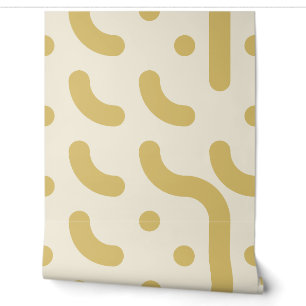 Butter Yellow Oversized Mid Century Beaded Shapes Wallpaper