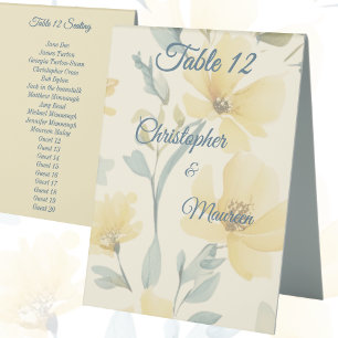 Butter Yellow Pale Blue Floral Watercolor Wedding